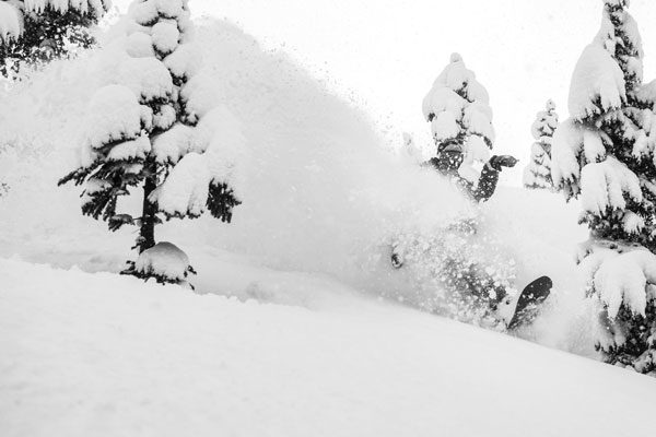 Temple Cummins on the Banked Country Snowboard